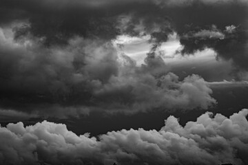 Dramatic sky with storm clouds in black and white