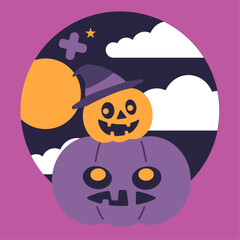 シンプルなジャック・オー・ランタンのハロウィンコンセプトのベクターイラスト