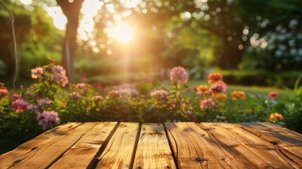 Dark wooden table with blurred background