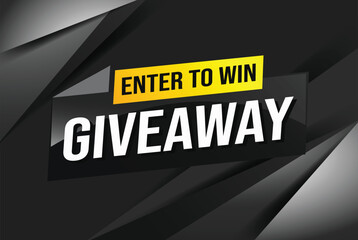 giveaway enter and win word vector illustration 3d style for social media landing page, template, ui, web, mobile app, poster, banner, flyer, background, gift card, coupon, label, wallpaper

