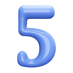 Fototapeta premium Blue 3D Number 5
