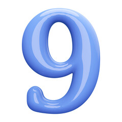 Blue 3D Number 9