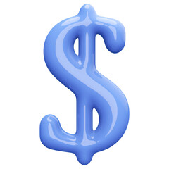 Blue 3D Dollar Symbol