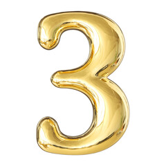 Gold 3D Number 3