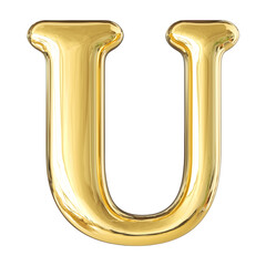 Gold 3D Font Letter U uppercase