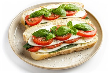 Yummy Caprese Sandwich with Heirloom Tomatoes and Basil Oil Drizzle