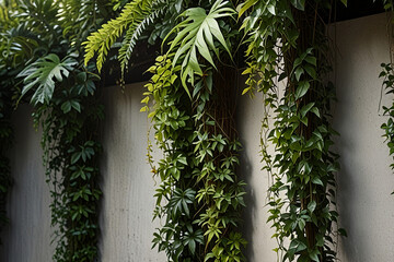 A set of tropical creeper plants arranged in a row, showcasing lush green foliage and natural beauty.