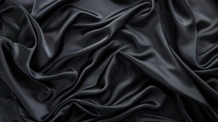 Fototapeta premium Silk fabric with black wave pattern Abstract horizontal textured background with empty space
