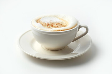 Obraz premium Tea-Chino Treat: Cinnamon-Dusted Herbal Tea and Creamy Steamed Milk