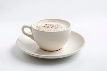 Fototapeta premium Aromatic Tea-Chino Delight: Herbal Tea and Frothy Steamed Milk in Cup