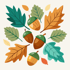 Leaves and acorns