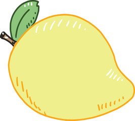 Cartoon tropical fruit name's yellow mango