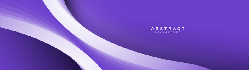 Abstract purple background with white geometric curved lines. Modern minimal trendy lines pattern horizontal. Vector illustration