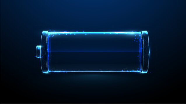 Neon lithium battery glowing icon. Recharging power energy technology. Vector illustration