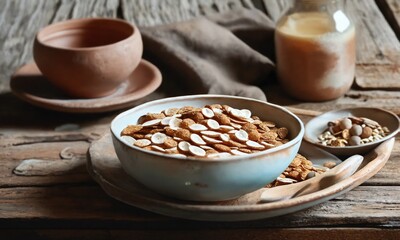 Fototapeta premium muesli with nuts and raisins