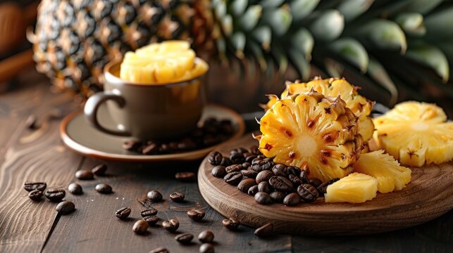 Conceptualizing a Breakfast with Coffee Beans and Pineapple Puff