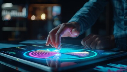 Hand Interacting with Digital Interface on Tablet