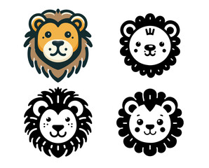 Cute Lion Vector Shilhouette with White background.eps