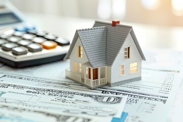 Model House with Calculator and Documents