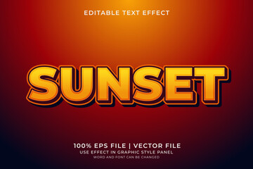 3d text effect Sunset editable vector