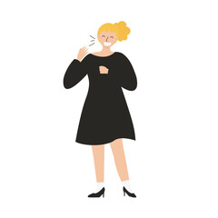 Young Woman Standing and Laughing Illustration