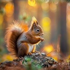 Sciurus vulgaris,Red squirrel in the wild 