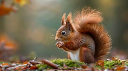 Obraz premium Sciurus vulgaris,Red squirrel in the wild 