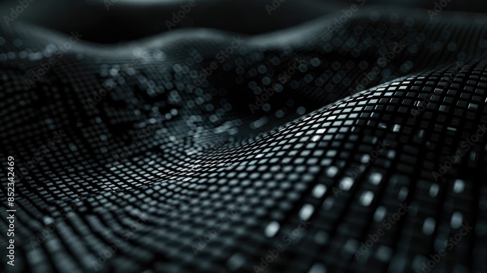 Poster abstract black tiled surface with reflective properties. digital art of black rough texture with bla