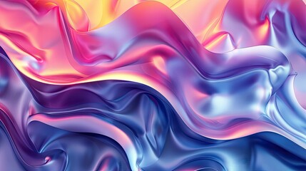 Obraz premium Vibrant Abstract Fluid Art with Colorful Iridescent Silk Texture and Light Reflections