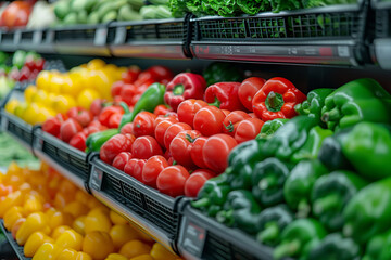 "Fresh Vegetables Display at a Grocery Store"