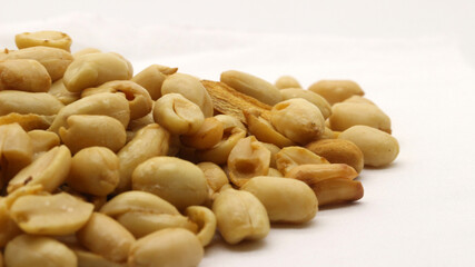 Delicious fried peanuts isolated