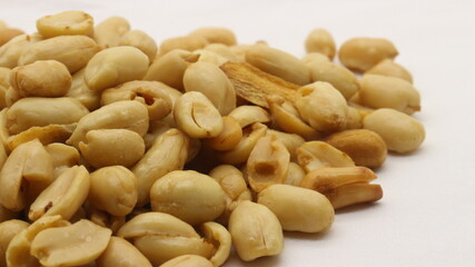 Delicious fried peanuts isolated