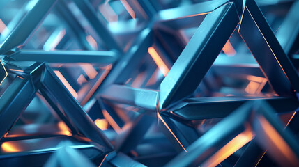 Abstract 3D diagram of interlocking tetrahedrons with smooth edges.