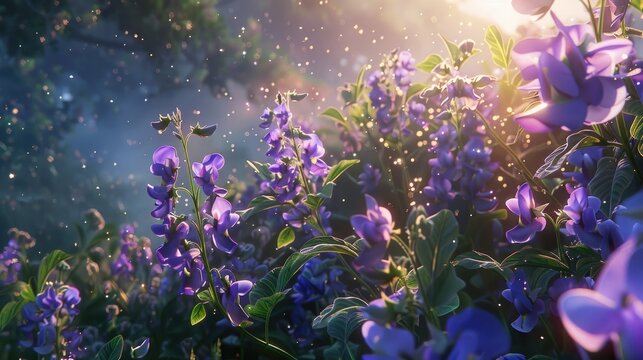 A stunning image showcasing wild pea in full bloom at the nearby natural sanctuary