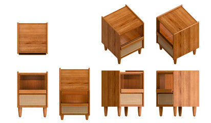 storage, cabinet living room,isometric funiture, top view, front view, side view, isolated,perspective, rendering