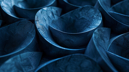 Cluster of 3D crescents arranged in a wave-like pattern.