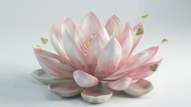 a very beautiful combination of lotus flowers and butterflies. seamless looping time-lapse virtual 4k video Animation Background.