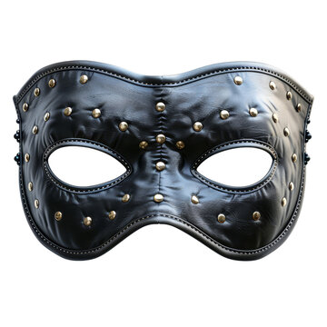 recommend clip art: Black leather eye mask with rivets for costume on transparent background clipart
