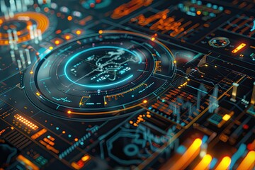 3D illustration of a futuristic stock market analysis tool 