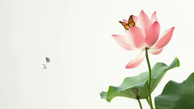 lotus flowers on a very beautiful white background. seamless looping time-lapse virtual 4k video Animation Background.
