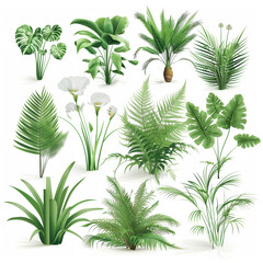 tropical vegetation grass set isolated, Ai generated Images