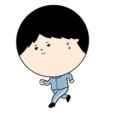 ジャージを着て走る人