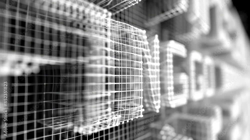 Aufkleber black and white digital rendering of the word 'ng' in block letters. digital artwork of 3d abstract 