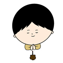 お線香の前で合掌する人