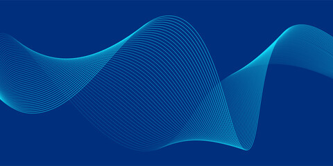 Abstract glowing wave lines on dark blue background. Dynamic wave pattern. Modern flowing wavy lines. Futuristic technology concept.