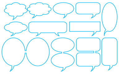 Speech line bubble icon set, black color on white background, space for text, chat, message 