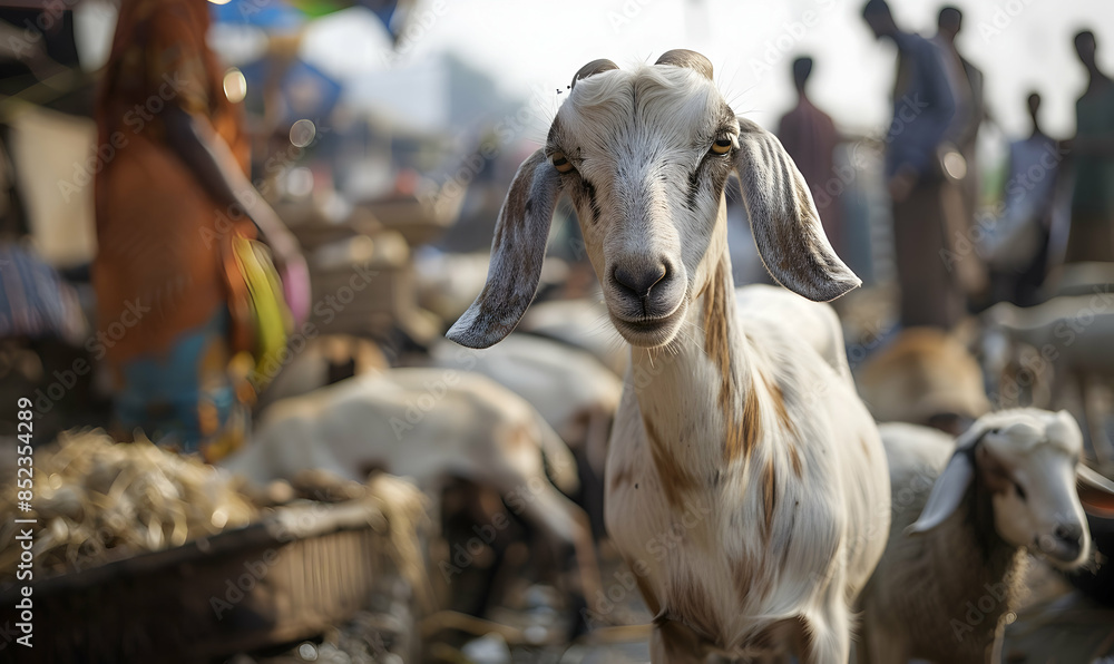 Wall mural Goats are sold on the streets to be sacrificed eid al adha