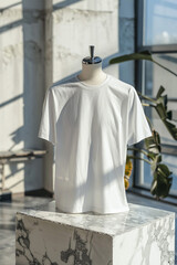 High-quality mockup of a white T-shirt on a white canvas
