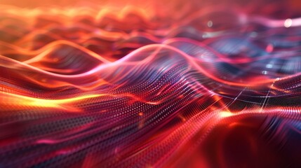 Fototapeta premium Abstract background with dynamic red and orange wavy patterns