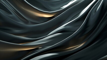 Fototapeta premium Metallic fluid waves in black and orange, forming a dynamic abstract background